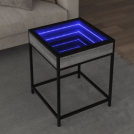 Coffee Table with Infinity LED Grey Sonoma 40x40x51 cm - vid-847675
