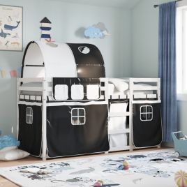 Bunkbed White and Black 80x200cm Solid Wood Pine
