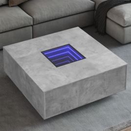 Coffee Table with Infinity LED Concrete Grey 100x100x40 cm