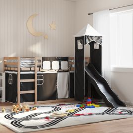 Bunkbed with Slide White and Black 80x200cm