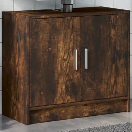 Sink Cabinet Smoked Oak 63x29x55 cm Engineered Wood - vid-848098