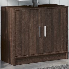 Sink Cabinet Brown Oak 63x29x55 cm Engineered Wood - vid-848100