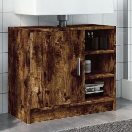 Sink Cabinet Smoked Oak 63x29x55 cm Engineered Wood - vid-848133
