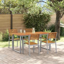CLEFORD Garden Dining Set 5 pcs Solid Acacia Wood - Grey