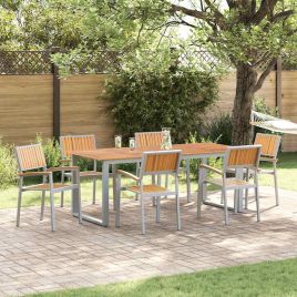 CLEFORD Garden Dining Set 7 pcs Solid Acacia Wood - Grey