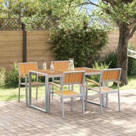 CLEFORD Garden Dining Set 5 pcs Solid Acacia Wood - Grey