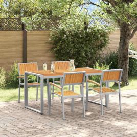 CLEFORD Garden Dining Set 5 pcs Solid Acacia Wood - Grey