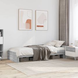 Bedframe Grey Sonoma 90x200cm Engineered Wood
