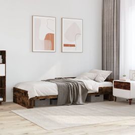 Bedframe Smoked Oak 90x190cm Single Engineered Wood