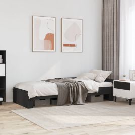 Bedframe Black 75x190cm Small Single Engineered Wood