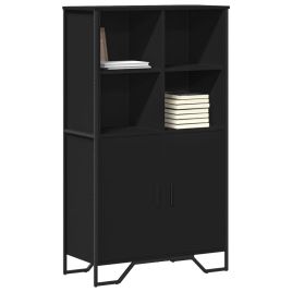 Highboard Black 79.5x35.5x137.5 cm Engineered wood