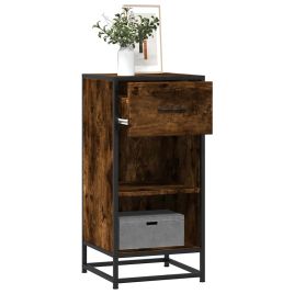 Sideboard Smoked Oak 35.5x35x76 cm Engineered Wood and Metal