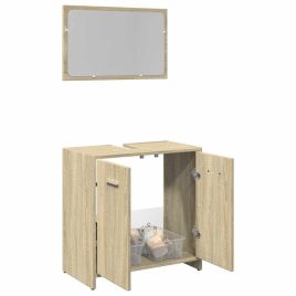 2 Piece Bathroom Furniture Set Sonoma Oak Engineered Wood - vid-849605