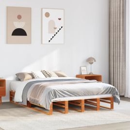 Bedframe Wax Brown 160x200cm Solid Wood Pine