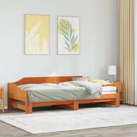 Daybed with Trundle Wax Brown 80x200cm Solid Wood