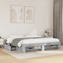 Bedframe Concrete Grey 200x200cm Engineered Wood