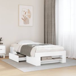 Bedframe White 90x200cm Engineered Wood