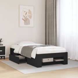 Bedframe Black 90x200cm Engineered Wood