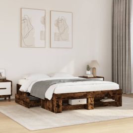 Bedframe Smoked Oak 140x190cm Engineered Wood