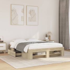 Bedframe Sonoma Oak 120x190cm Small Double Engineered Wood