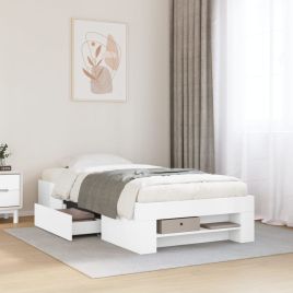 Bedframe White 75x190cm Small Single Engineered Wood