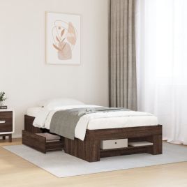 Bedframe Brown Oak 75x190cm Small Single Engineered Wood