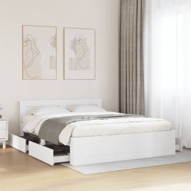 Bedframe with Headboard White 160x200cm