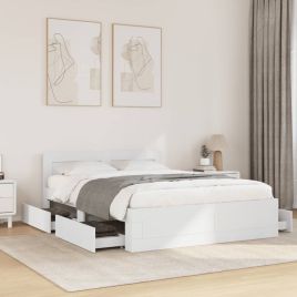Bedframe with Headboard White 140x200cm
