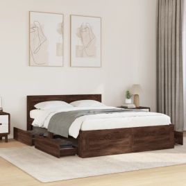 Bedframe with Headboard Brown Oak 120x200cm