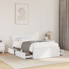 Bedframe with Headboard White 100x200cm