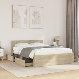 Bedframe with Headboard Sonoma Oak 120x190cm Small Double