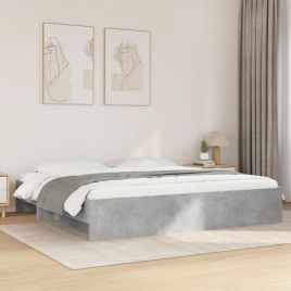Bedframe Concrete Grey 200x200cm Engineered Wood