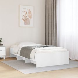 Bedframe White 90x200cm Engineered Wood