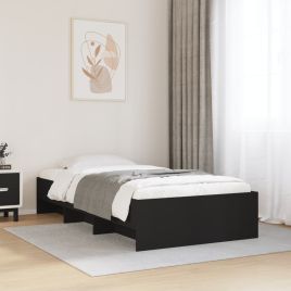 Bedframe Black 90x200cm Engineered Wood