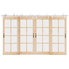 Sliding Door Hardware Kit 366 cm Stainless Steel Silver