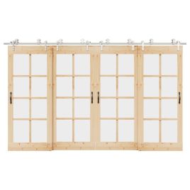 Sliding Door Hardware Kit 366 cm Stainless Steel Silver