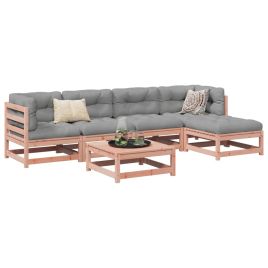 6 Piece Garden Sofa Set Solid Wood Douglas Fir - vid-3299399