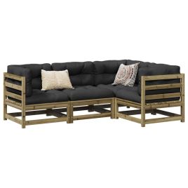 4 Piece Garden Sofa Set Impregnated Wood Pine - vid-3299411