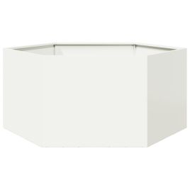 Garden Planter White Hexagon 104x90x45 cm Steel