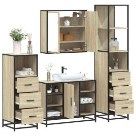 4 Piece Bathroom Furniture Set Sonoma Oak Engineered Wood