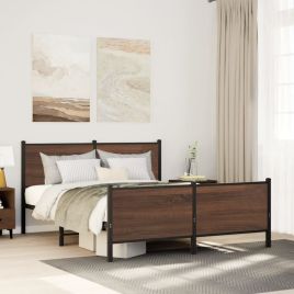 Metal Bedframe Brown Oak 140x200cm