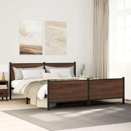Metal Bedframe Brown Oak 200x200cm
