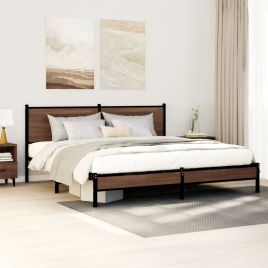 Metal Bedframe Brown Oak 183x213cm