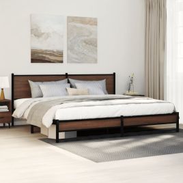 Metal Bedframe Brown Oak 193x203cm