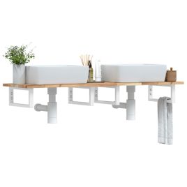 Basin Shelf Wall Mounted Steel and Solid Wood Acacia