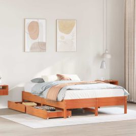 Bedframe Wax Brown 140x200cm Solid Wood Pine