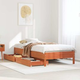 Bedframe Wax Brown 100x200cm Solid Wood Pine
