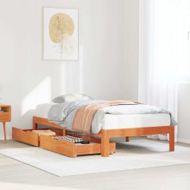 Bedframe with Drawers Wax Brown 90x200cm