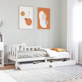 Daybed with Drawers 90x190cm Single Solid Wood