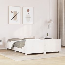 Bedframe White 135x190cm Double Solid Wood Pine